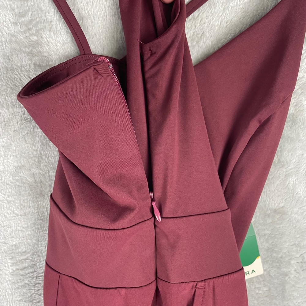 Halara Burgundy Backless V Neck Wide Leg Jumpsuit Small NWT - Picture 7 of 8